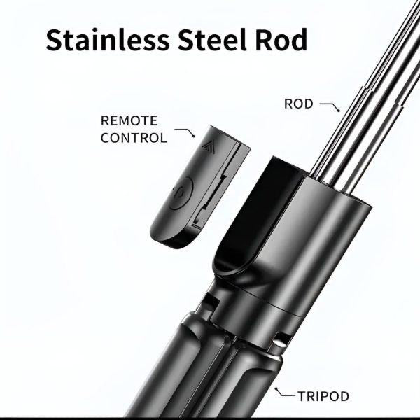 4 in 1 Selfei stick tripod with light and bluetooth remote [Foldable and Extendable (70cm) Mobile holder